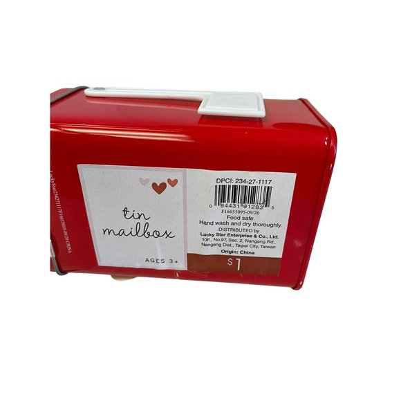 VALENTINES Red Cake Stand and Tin Mailbox Decor - Picture 7 of 8